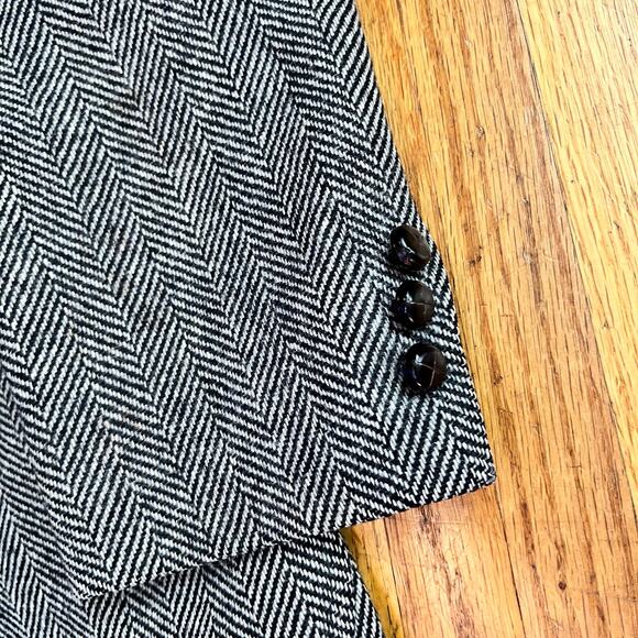 American Craftsman Blazer Mens 40 Herringbone Black Wool Sport Coat - Picture 2 of 13